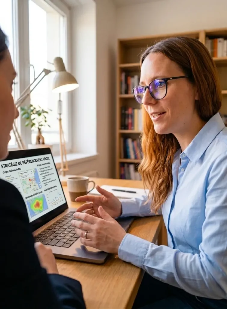 Mon Alliée Digitale donne des conseils en SEO local à une cliente basée en Saintonge